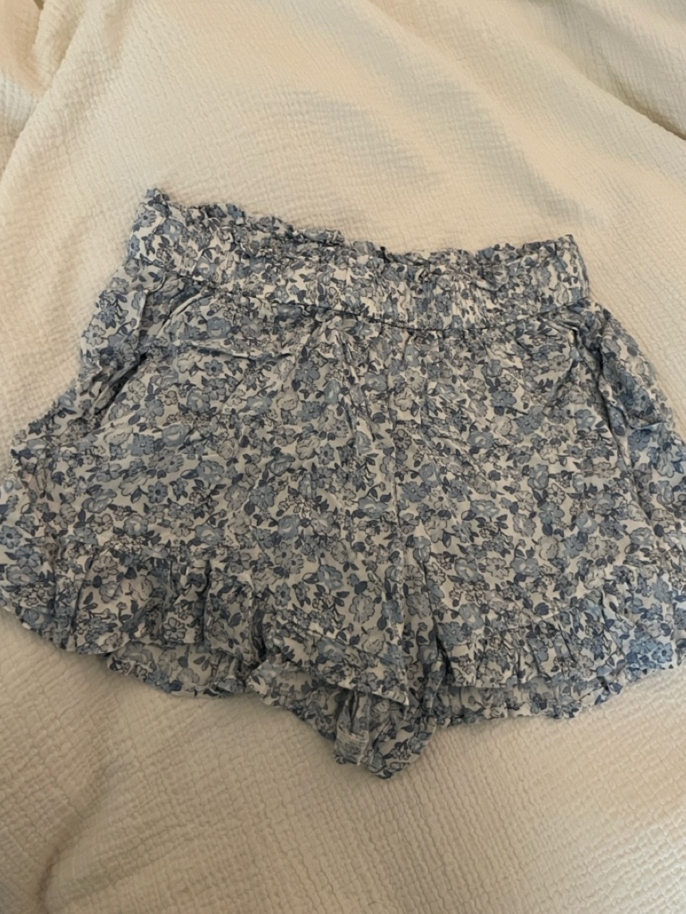 Hollister Light Blue Floral Ruffle High-Waist Shorts